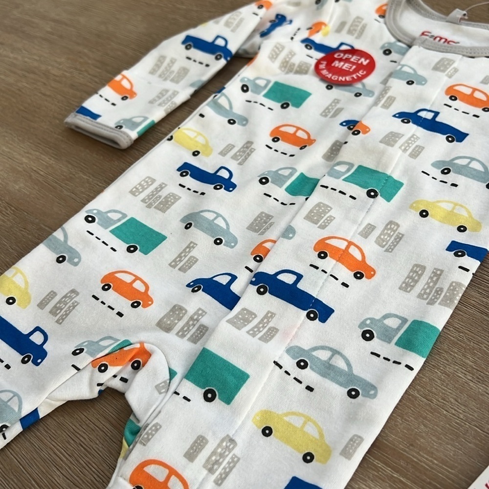 E=Mc2 by Magnetic Me Cotton Footie Sleeper Road Trip Newborn - Picture 3 of 5